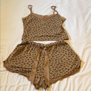Abercrombie & Fitch Tan Leopard-Print Cami & Short Sleep Set